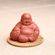 4 шт. набор фиолетовая глина улыбающееся лицо чайные фигурки «Будда» украшение для дома Maitreya чай оптом церемония Аксессуары