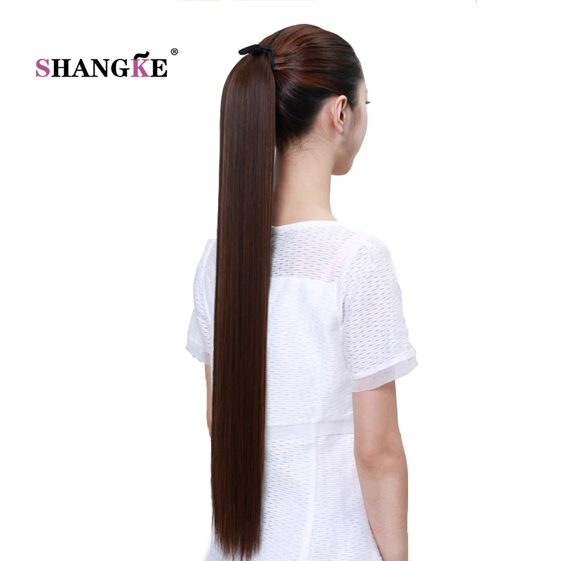 

SHANGKE Hair 30'' Long Straight Ponytails Clip In Ponytail Synthetic Pony Tail Heat Resistant Fake Hair For Women