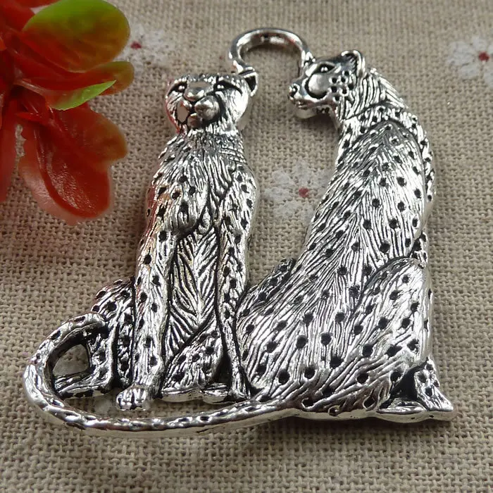 

12 pieces tibetan silver cheetah charms pendant 65x40mm #1661
