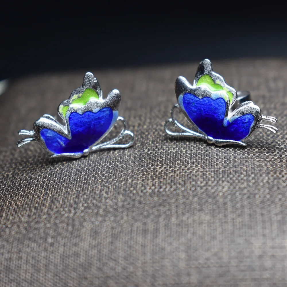 

Fine Jewelry 925 Sterling Silver Aretes de Mujer de plata 925 Hand Made Earrings for Women Stud earrings