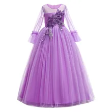 Вечерние платья кружевное платье принцессы с цветочным узором для девочек на свадьбу детская одежда для дня рождения и нового года 3, 4, 5, 6, 7, 8, От 9 до 14 лет