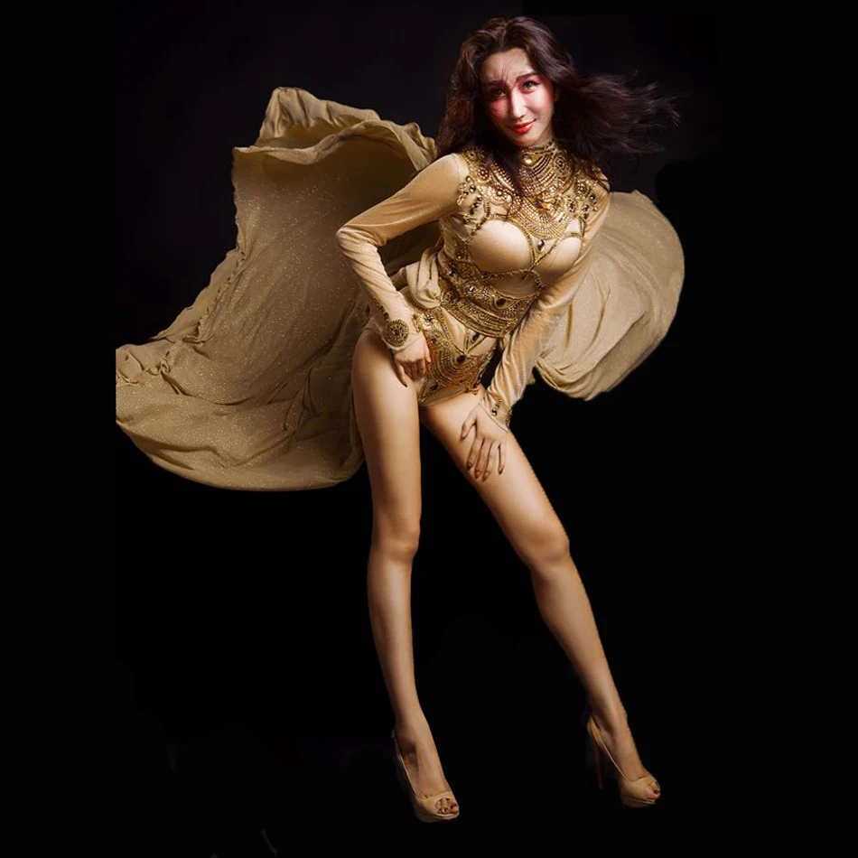 Сексуальная певица ходьба Шоу dj со шлейфом египетская Одежда Индийский стиль Baotou современное представление Платье Женская сценическая Одежда для танцев
