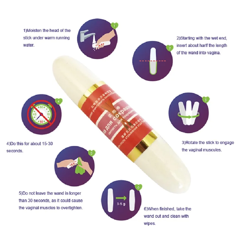 Русские Инструкции Вагинальные зажимные палочки Снижение Ям Сжатие Влагалища Уход за женской гигиеной Влагалищная палочка для сужения влагалища