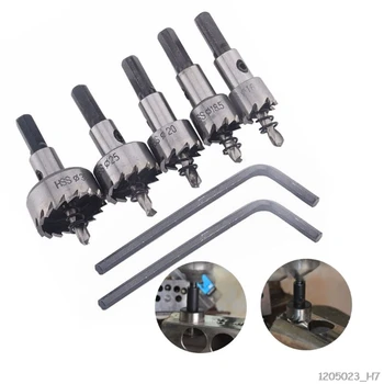 

5pcs HSS Hole Saw Tooth Kit Steel Drill Bit Set Cutter Cutting Tool For Metal Wood Alloy Installing Locks 16/18.5/20/25/30mm