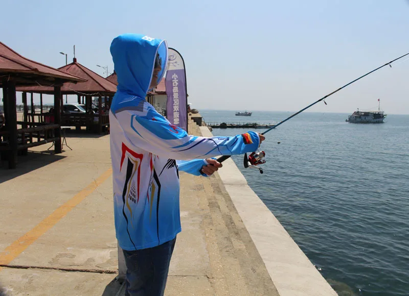 Синяя летняя рубашка для рыбалки, походные рубашки для бега с защитой от УФ-лучей, удобная дышащая Солнцезащитная Мужская спортивная одежда и одежда для отдыха