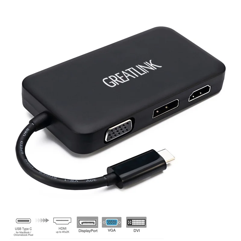 Usb type C к DP 1,2 HDMI DVI D VGA сплиттер Displayport AUX кабель HDMI 4K конвертер DVI-D 24 5 адаптер Thunderbolt 3 концентратор док-станция