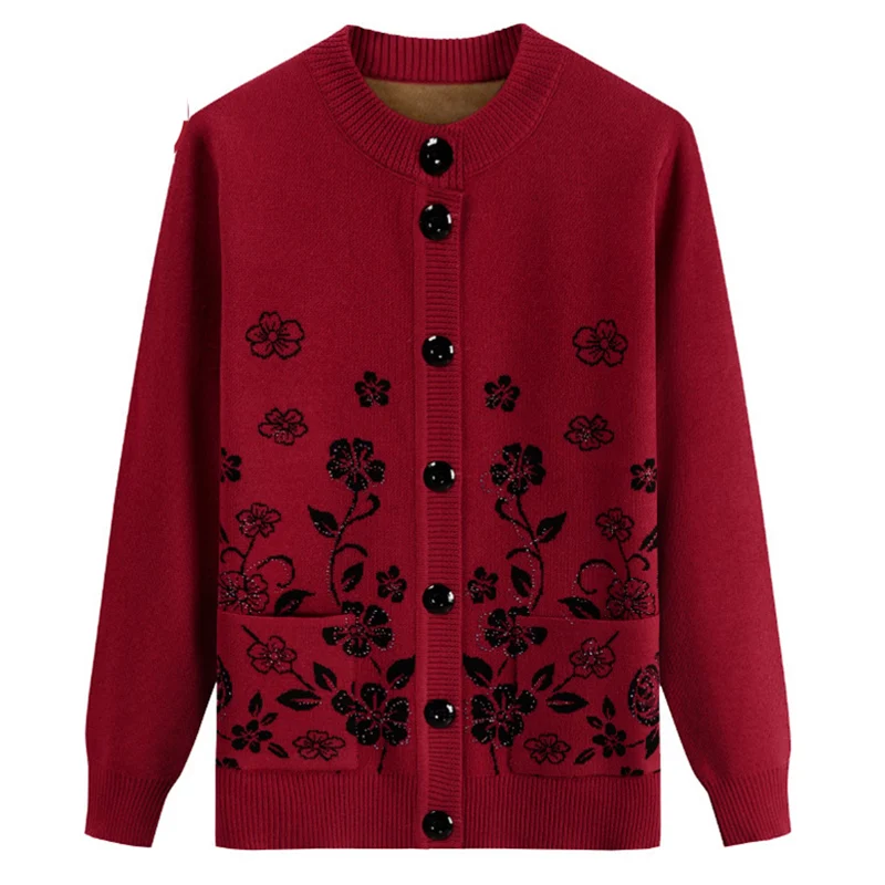 ^*Best Offers Middle-aged Womens Autumn Thick Sweater Cardigans Plus Size Sweet Embroidery Patchwork Sweater Knitted Wear Female Tops ^*Best Offers Middle-aged Womens Autumn Thick Sweater Cardigans Plus Size Sweet Embroidery Patchwork Sweater Knitted Wear Female Tops