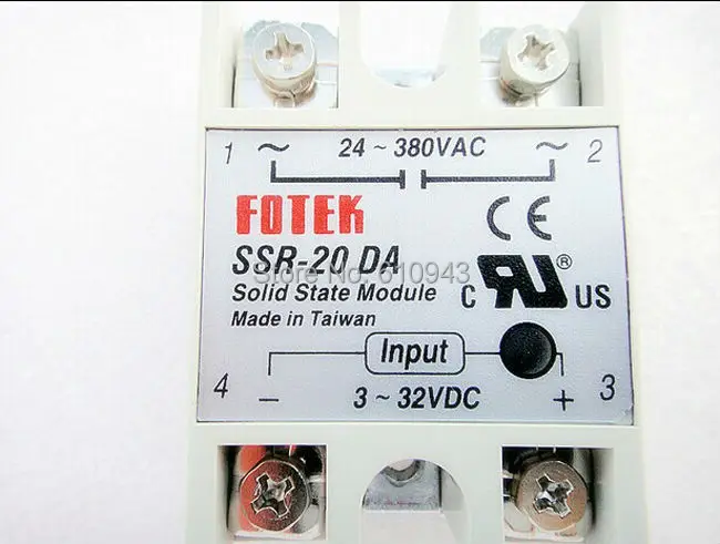 

FOTEK SSR-20DA Manufacturer 20A ssr relay,input 3-32VDC output 24-380VAC