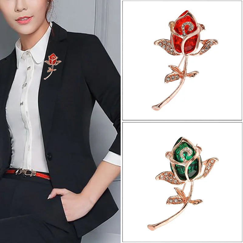 Crystal Rose Flower Pin Crystal Brooch Women's Accessories Cute Women's Wedding Dress