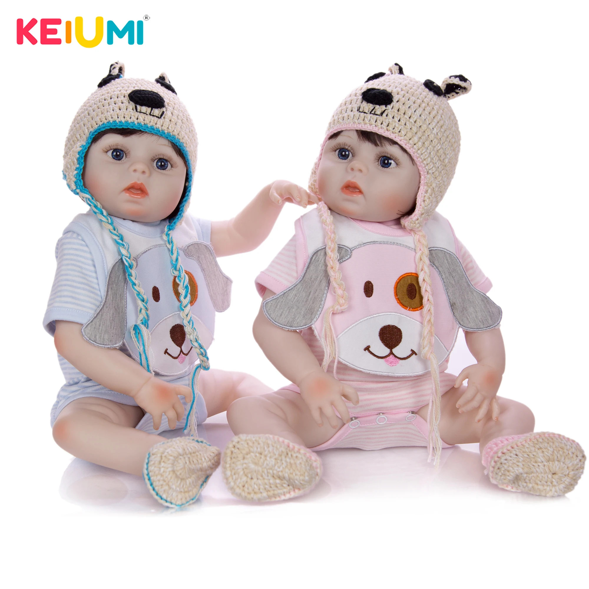 KEIUMI ручной работы 19 дюймов Reborn Baby Doll близнецов Реалистичная полный силиконовая кукла-младенец для детей Рождественский подарок сном