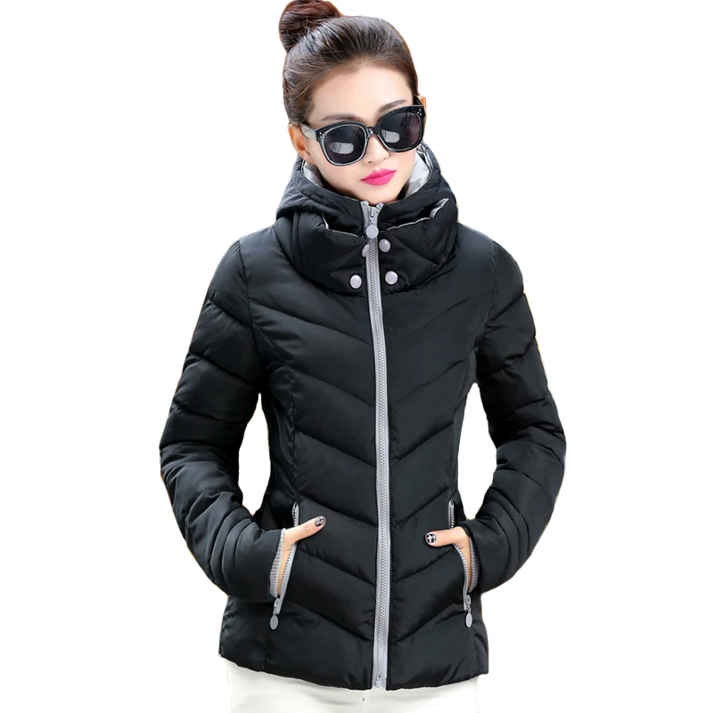 Koop 2018 hooded fashion big size 3XL vrouwen winter jacket solid stand kraag womens basic herfst jas vrouwelijke jas jaqueta feminina
