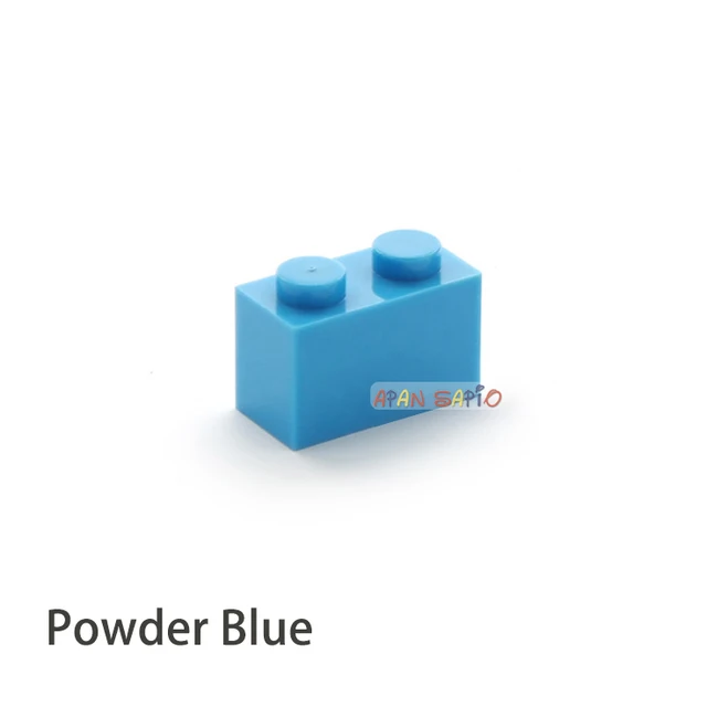 100pcs DIY Building Blocks Thick Figures Bricks 1x2Dots Educational Creative Size Compatible With 3004 Plastic Toys for Children Powder Blue 100pcs