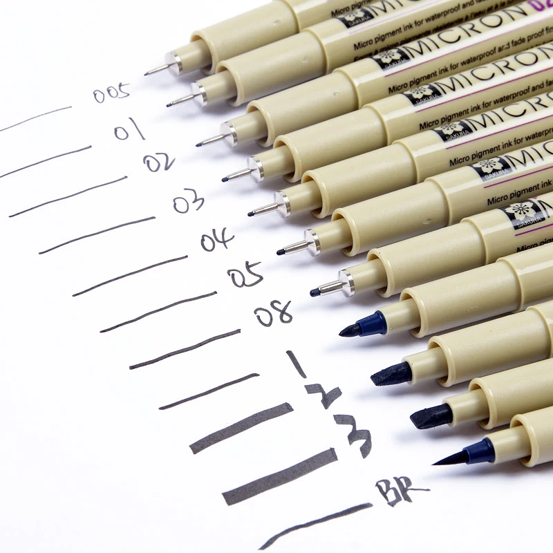 Sakura 13 различных размеров черный маркер ручка для рисования Pigma Микрон иглы ручка Лайнер Кисть для дизайна манга рисунок комикс