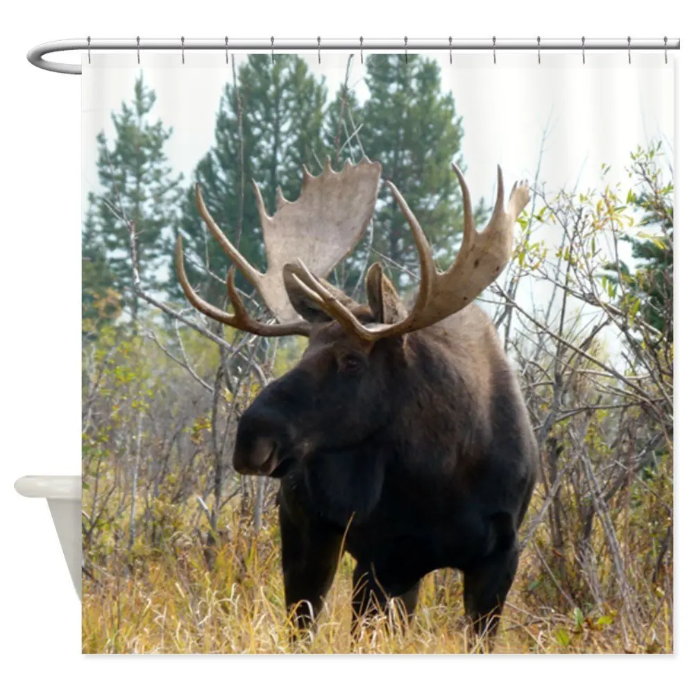 'Fall Moose' Shower Curtain Decorative Fabric Shower Curtain ()in