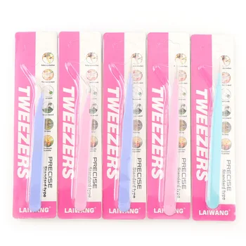 

Fashion Stainless Steel Curved Straight Pink Green Tweezer DIY pick up Tools Lashes Tweezers