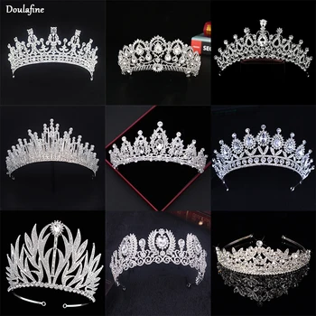 

Diverse Silver Crystal Bride Tiara Crown Fashion Pearl Queen Wedding Crown Headpiece Wedding Hair Jewelry Accessories Wholesale