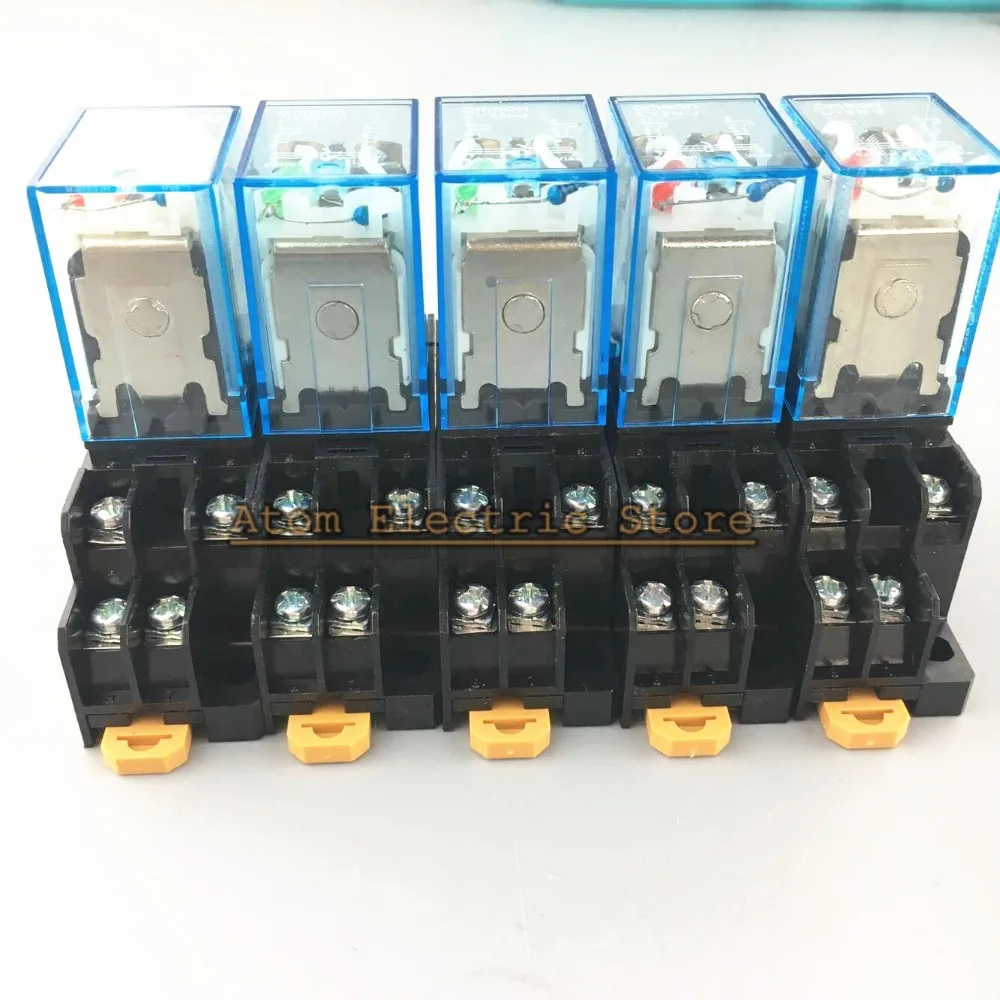 10 sets/Lot LY2NJ 220V AC DC Coil Power Relay Miniature Relay DPDT 8 Pins 10A 2 With PTF08A Socket Base 10 sets/Lot LY2NJ 220V AC DC Coil Power Relay Miniature Relay DPDT 8 Pins 10A 2 With PTF08A Socket Base