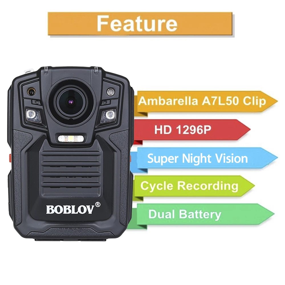 BOBLOV HD66-02 полицейская камера HD 1296P Мини видеокамера 33MP безопасности ночного видения видеорегистратор с ИК внешним объективом