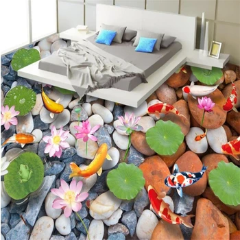

Beibehang Custom photo wallpaper 3D stereo pebble silver carp fresco living room flooring waterproof wallpaper home decoration
