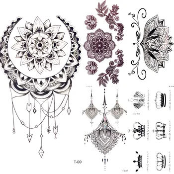 

Black Sexy Hena Pendants Temporary Tattoo Body Arm Hands Art Women Party Water Transfer Tatto Girl Summer Style Tattoo Stickers