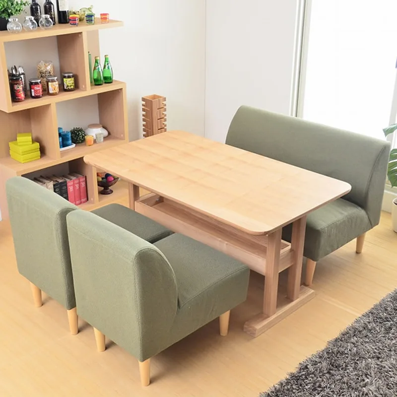 Наборы мебели для кафе мебель для кафе диван для кафе наборы твердой древесины+ хлопчатобумажная ткань минималистичный современный из трех частей диваны+ один стол наборы