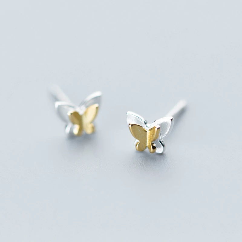 

MloveAcc Fashion Butterfly Stud Earring Solid 925 Sterling Silver Earrings for Women Simple Cute Silver Ear Accessories