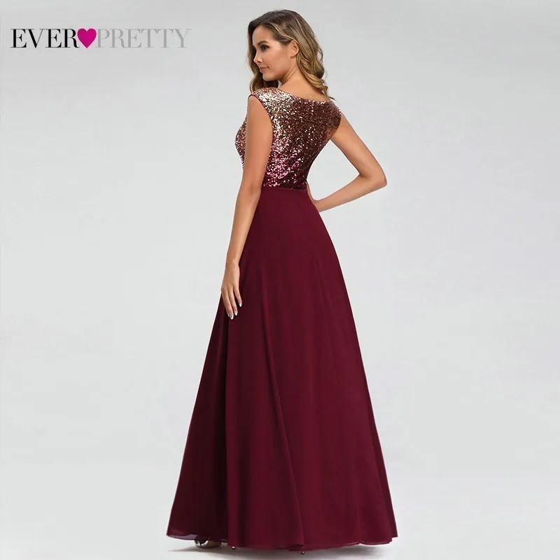 Новые Бордовые Платья для подружки невесты Ever Pretty A Line с v образным вырезом