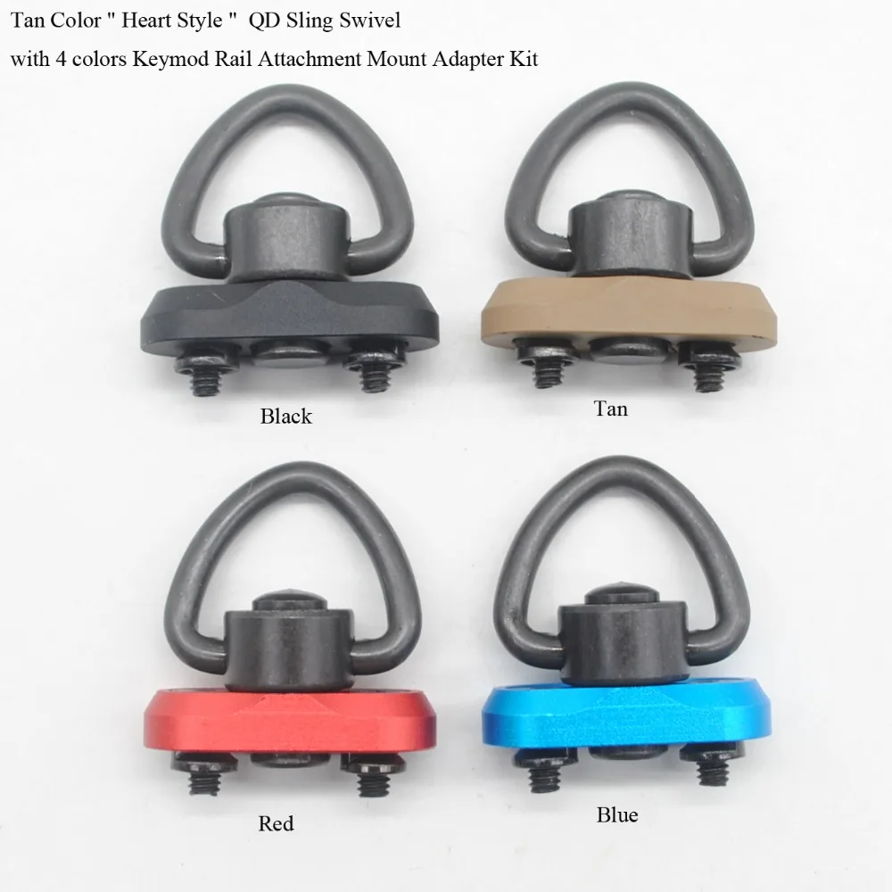 

TriRock Tan " Heart Shape " QD Sling Swivel With Black/Red/Blue/Tan Keymod Rail Attachment Mount Adapter Kit Free Shipping