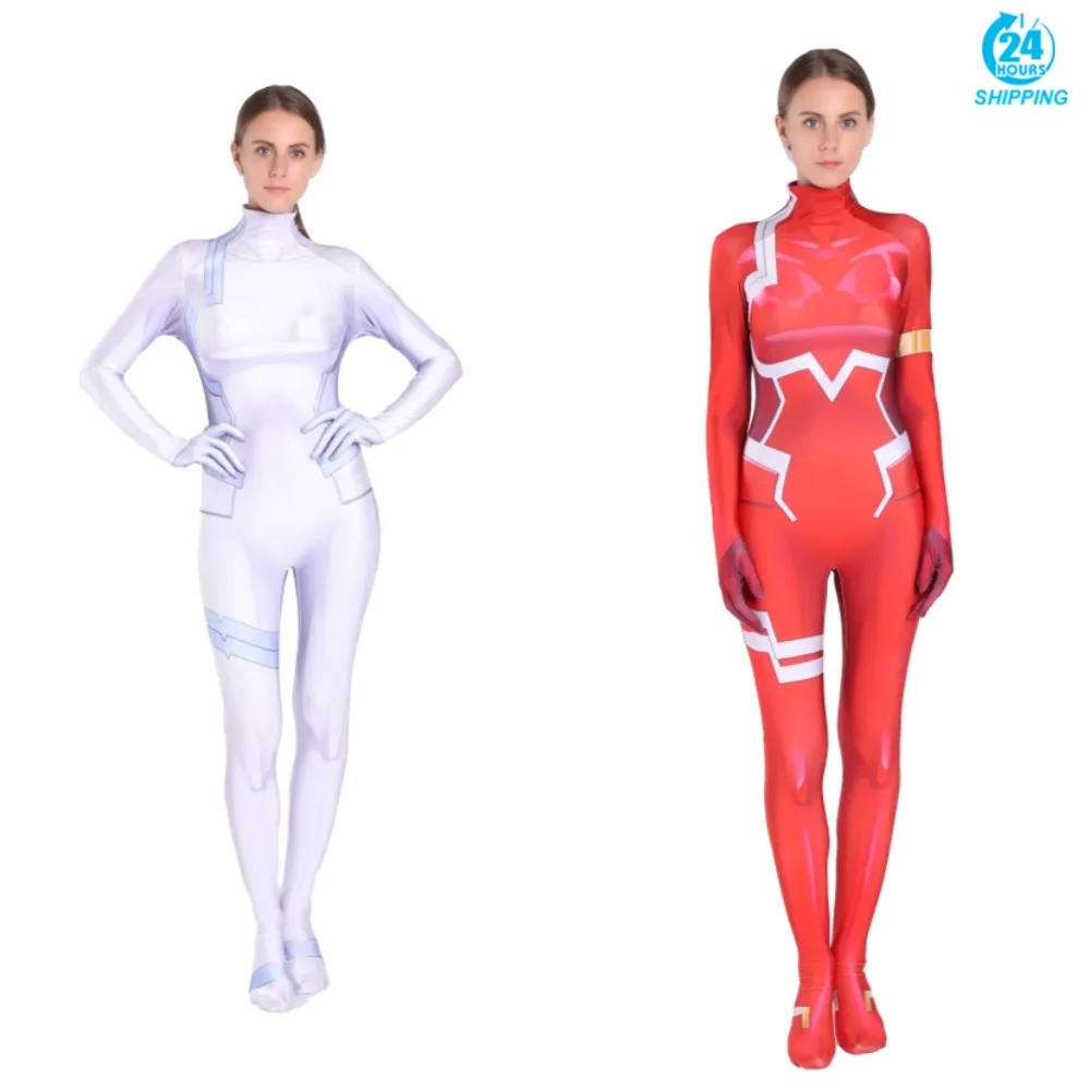 

Anime 3D printing Women DARLING in the FRANXX 02 Zero Two Cosplay Costume Zentai Bodysuit Suit Jumpsuits