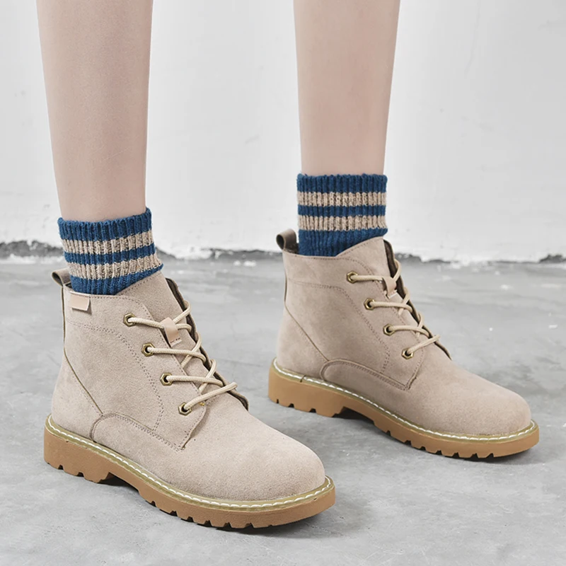 Fashion Suede Leather Boots For Women Faux Suede Flat Mid-Calf Boots Spring Autumn Women Boots Black Black Shoes