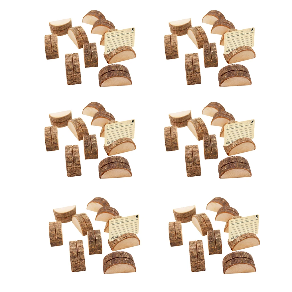 60pcs Wooden Table Number Holders Wooden Place Card Holder Wooden Wedding Card Holder for Home Birthday Party Decoration