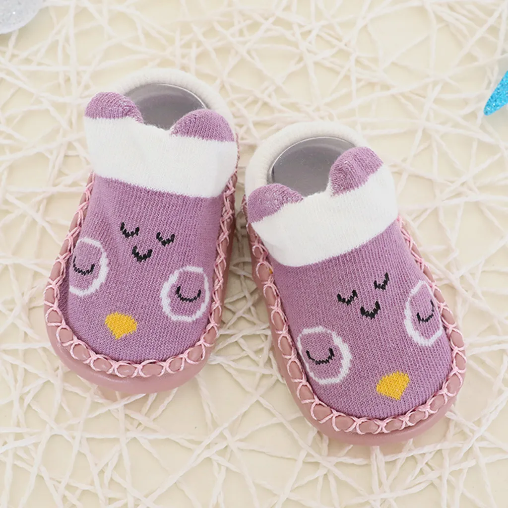 Обувь и носки для малышей Детские носки с мульттяшными персонажами детские домашние носки-Тапочки кожаные нескользящие носки для малышей Мокасины Тапочки