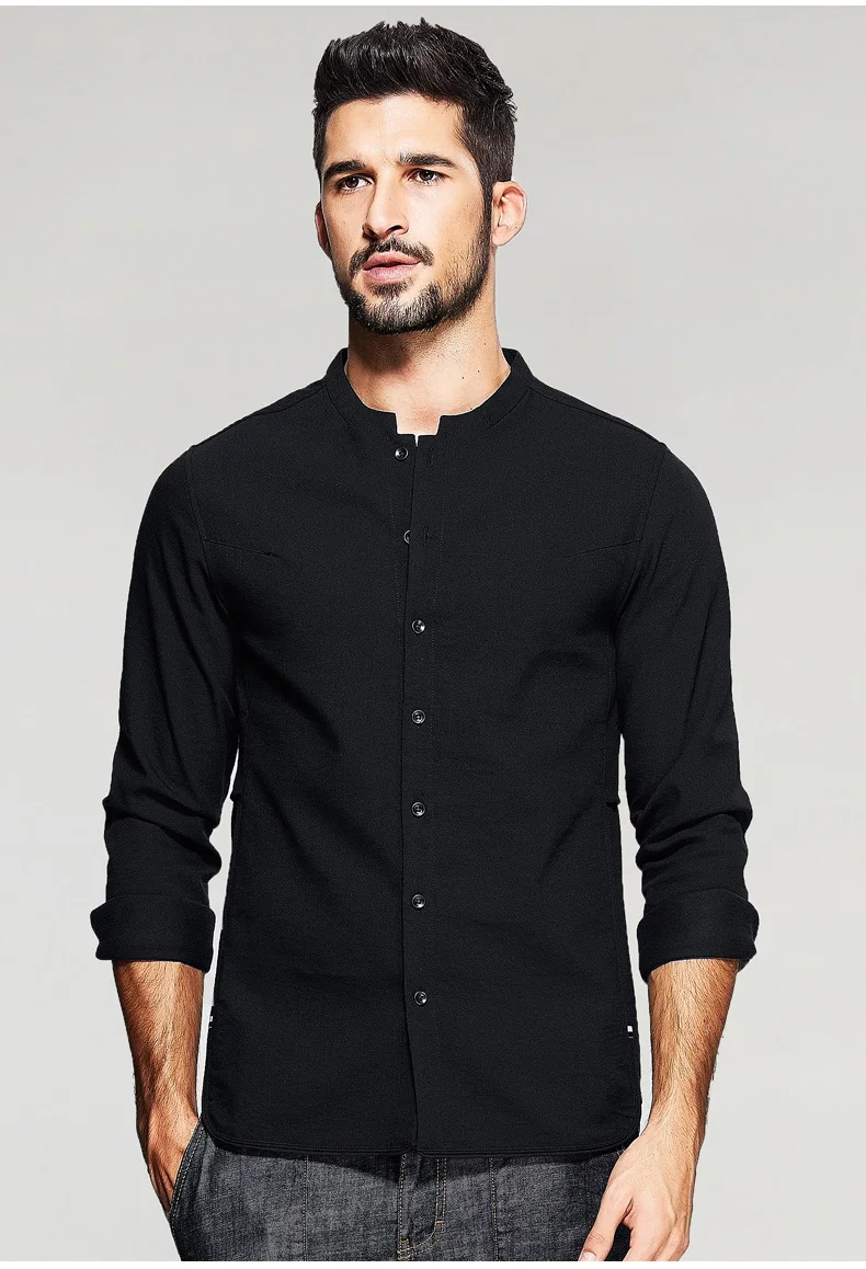 Free shipping men's stand collar thickening thermal long sleeve shirts