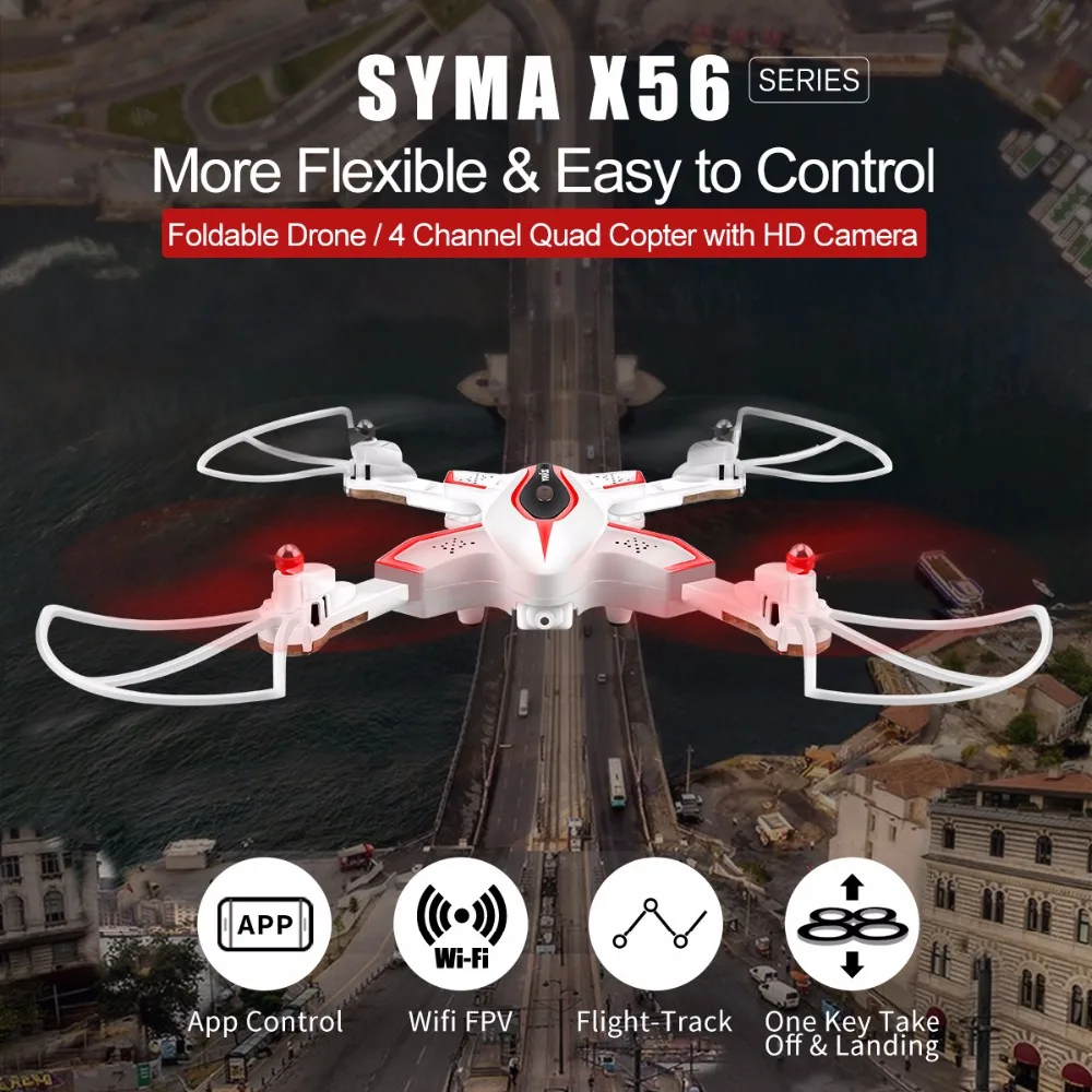 Квадрокоптер SYMA Дрон с камерой складной 2 4G Wi Fi FPV карманный RTF HD камера управление