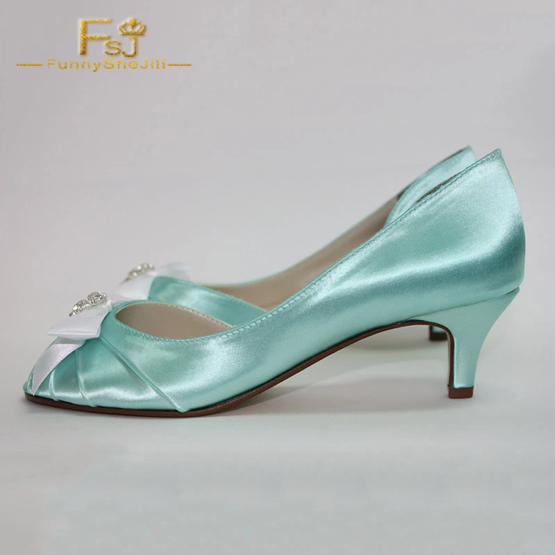 turquoise kitten heel shoes