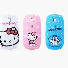Розовая Бесшумная hello kitty 2,4 ГГц Беспроводная оптическая ультра тонкая Бесшумная компьютерная игровая Nano мышь для ноутбука