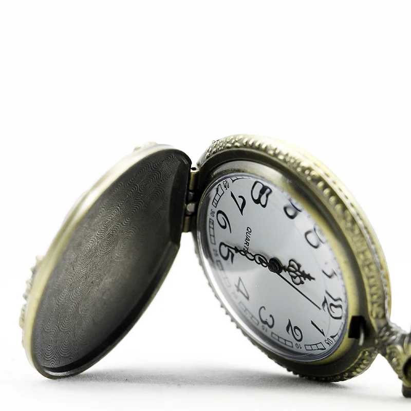 Выгравированы медведь кварцевые карманные часы Винтаж стимпанк цепочки для карманных часов цепочки и ожерелья для мужчин женщин Подарки