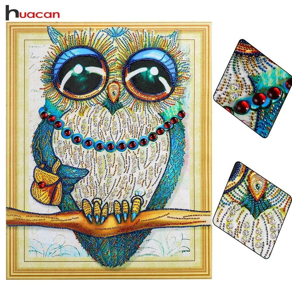 

Huacan Special Shape Diamond Painting Owl Picture With Rhinestones Diamond Embroidery Animal Mosaic Diamond Home Decor 40x50cm