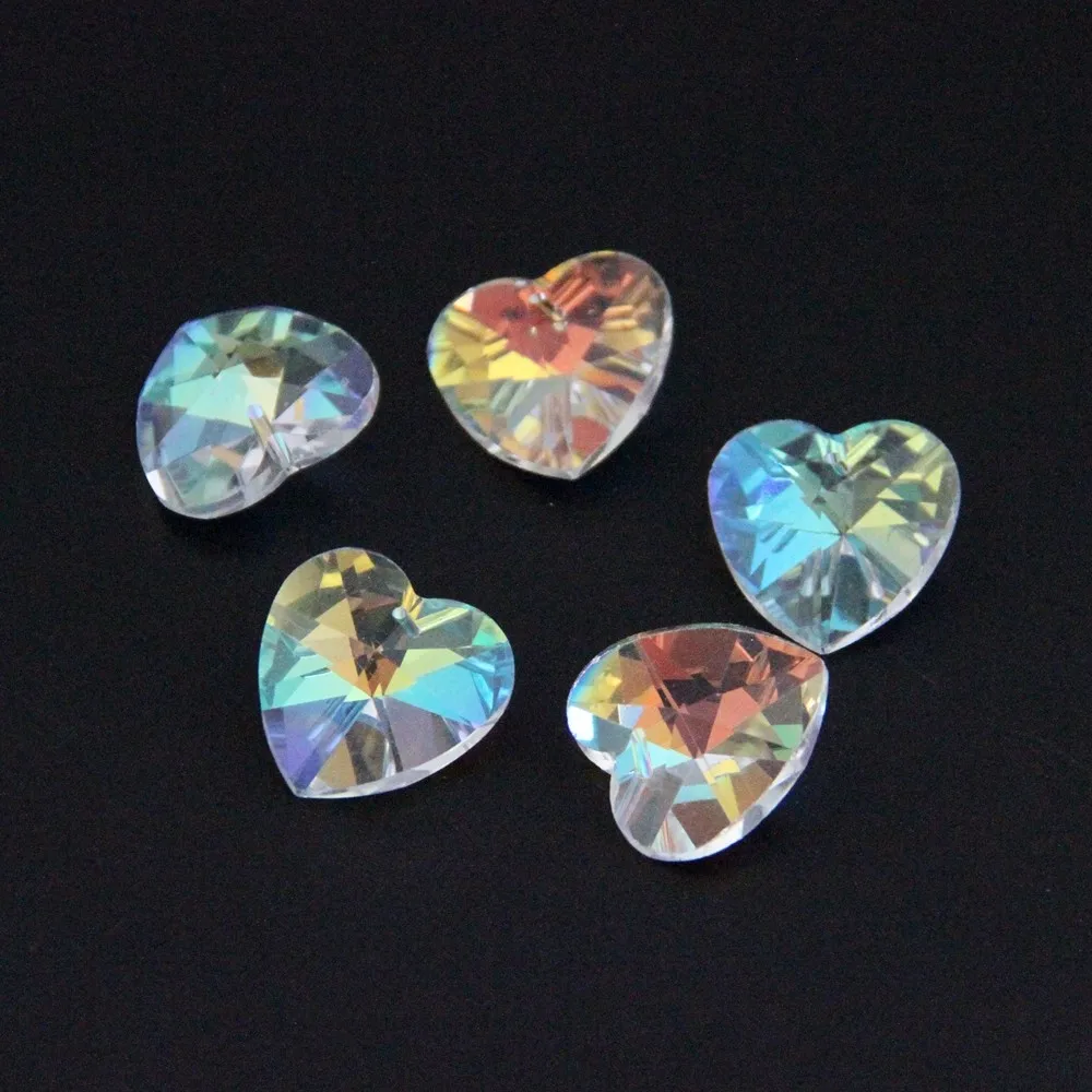 

28mm 1 Hole Heart Shape 4 colors Ornament Beads Glass Beads Lighting Pendant Beads