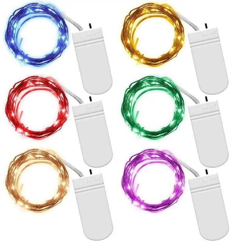 

1M 2M 5M LED Copper Wire String CR2032 Button Battery Operated LED String Light for Xmas Wedding Decoration