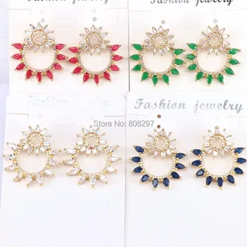 

5Pair New Popular Jewelry Stud Earrings Paved Micro Zircon Shiny Earrings Jewelry For Women