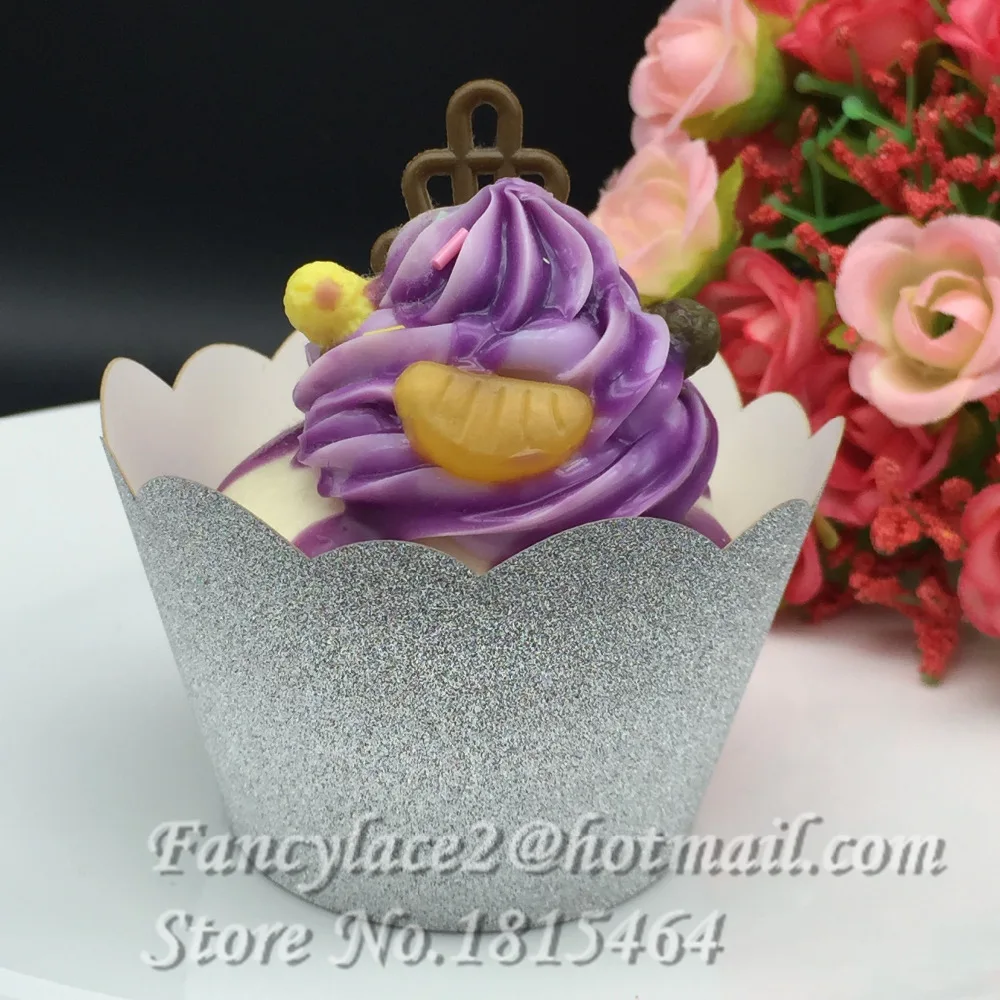 

50pcs Glitter Paper Cupcake Wrapper Liner Baking Cup Paper Decoration for Wedding Birthday Party Decoration Supplies
