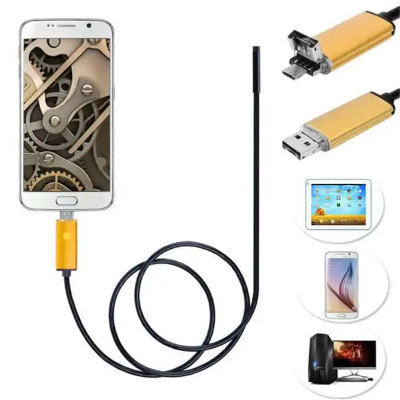 

10M/5M/2M 6 LED 5.5mm Lens 2IN1 Endoscope Inspection Borescope Waterproof Camera For Android JUN8