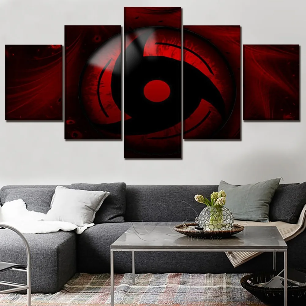 

Wall Art Home Decorative Modular Picture Framework High Quality Canvas Print 5 Piece Anime Naruto Mangekyo Sharingan Painting