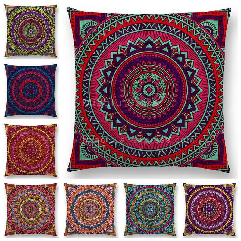 Чехол для подушки в стиле бохо с радужным цветочным узором|cushion cover|cushion cover