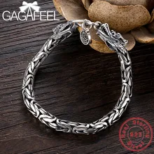 Мужской браслет GAGAFEEL из настоящего чистого 925 пробы серебра с головой дракона, мужские ювелирные изделия Jine, аксессуары для бойфренда