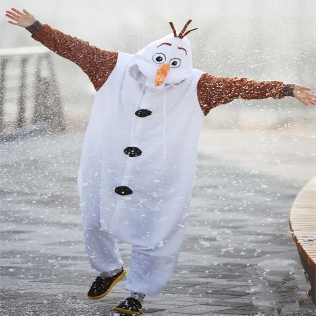 Кигуруми аниме Олаф взрослый костюм снеговика пижамы комбинезон для косплея взрослый комбинезон пижамы вечерние платья