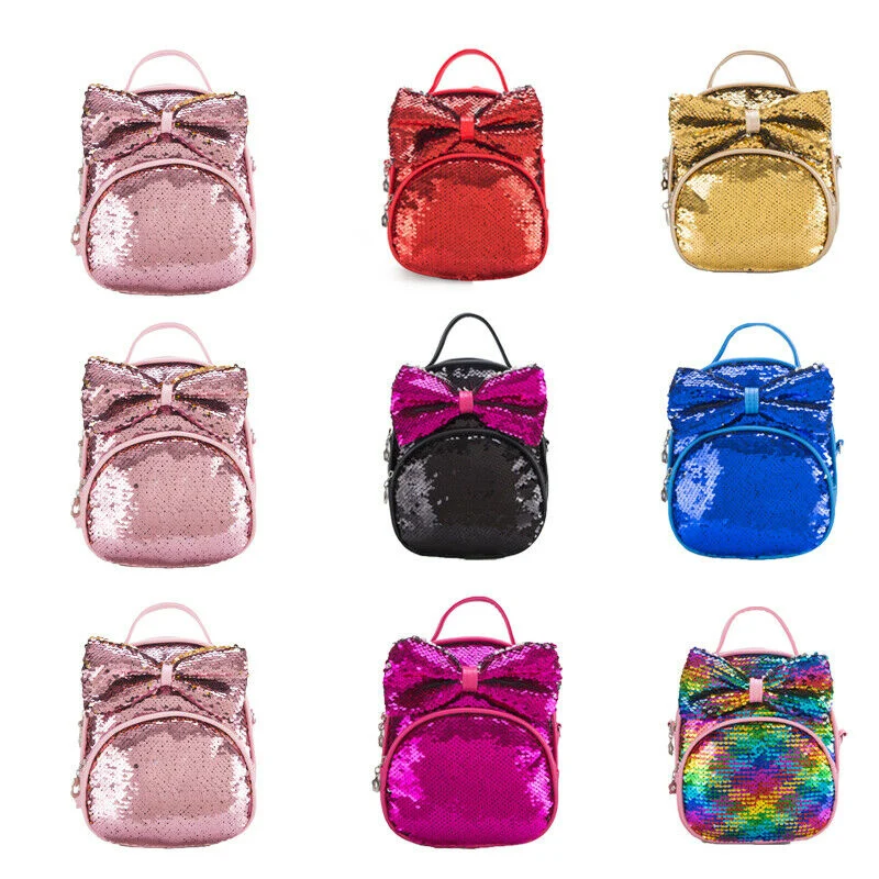 

New 2019 Children Kids Shoulders Bag Cute Sequins Bow Casual Travel Girls Backpack Sequined Bow Backpack