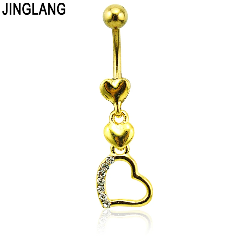 JINGLANG Body Piercing Gold Color Belly Button Rings Surgical Steel
