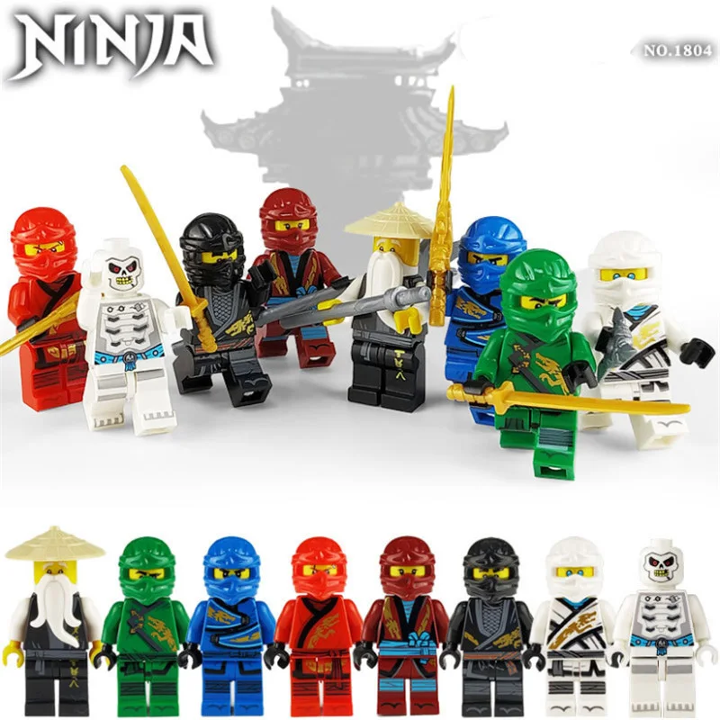 

8pcs Ninjagoes Building Blocks Jay Zane Nya Lloyd Nuckal Chokun Skeleton NINJA With Weapons Brick Toys for Children